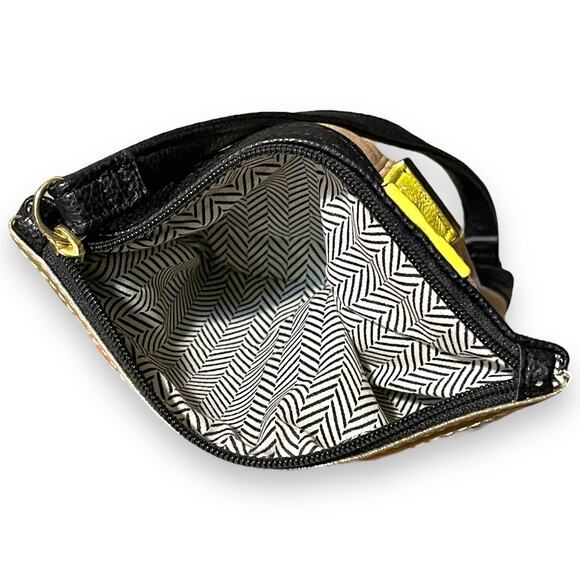 Steve Madden Double Zip Wristlet Clutch Tan Black Yellow - Picture 6 of 7